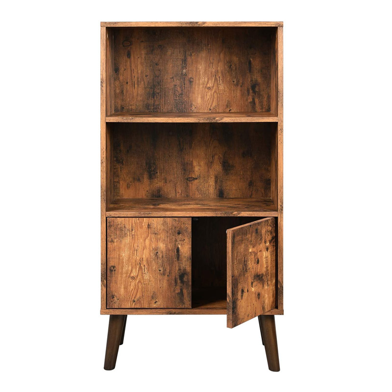 Wooden Retro Bookcase with 2 Shelves and 1 Cabinet 60 x 30 x 120 cm Vasagle (LBC09BX) (VASLBC09BX)