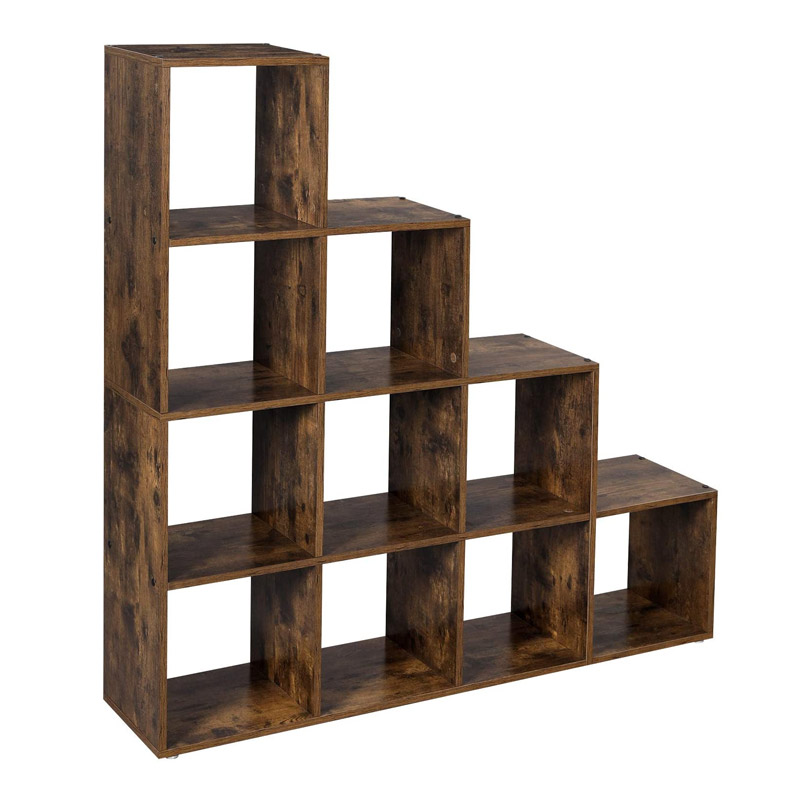 Wooden Bookcase with 10 Shelves 129.5 x 29 x 129.5 cm Dark Brown Vasagle (LBC10BX) (VASLBC10BX)