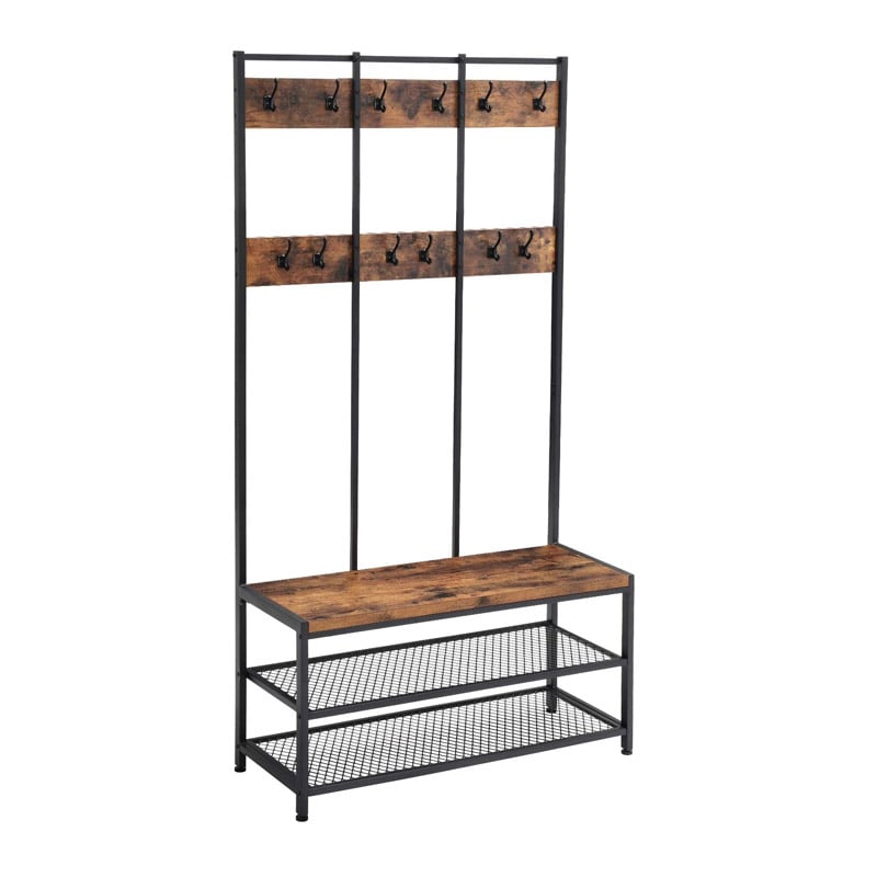 Metal Entrance Furniture with 2 Shelves and 12 Hangers 100 x 40 x 184 cm Vasagle (HSR86BX) (VASHSR86BX)