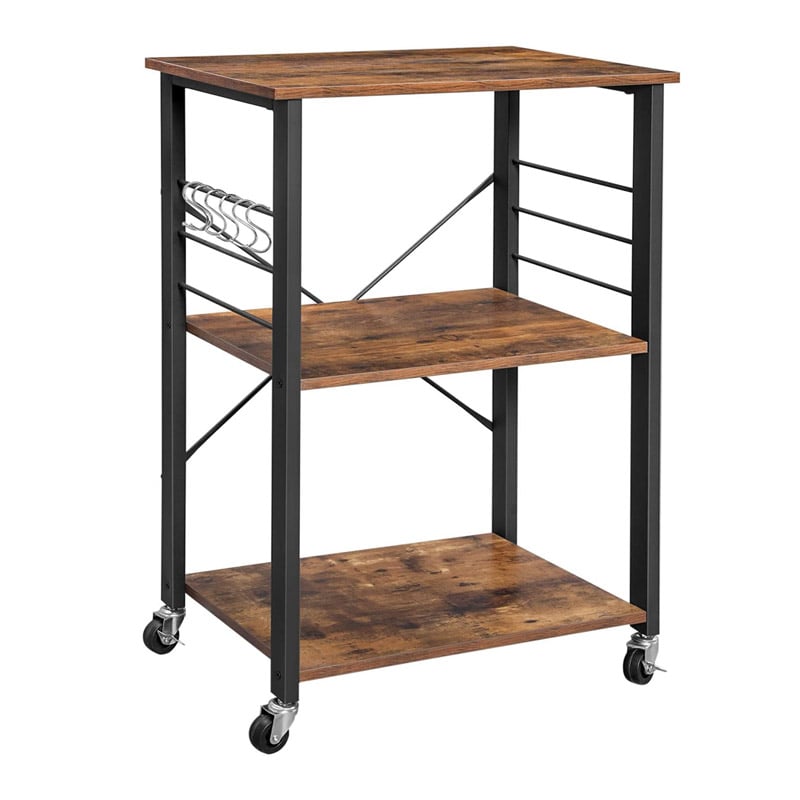 Metal Kitchen Trolley with 3 Shelves 60 x 40 x 89 cm Vasagle (KKS60XV1) (VASKKS60XV1)