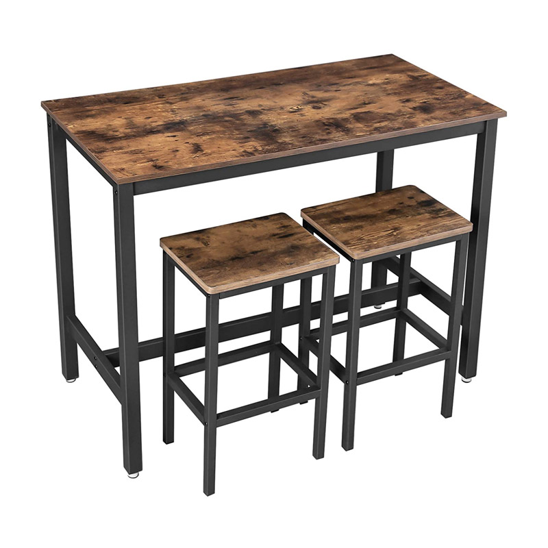 Set Metal Rectangular Table - Bar 120 x 60 x 90 cm with 2 Vasagle Stools (LBT15X) (VASLBT15X)
