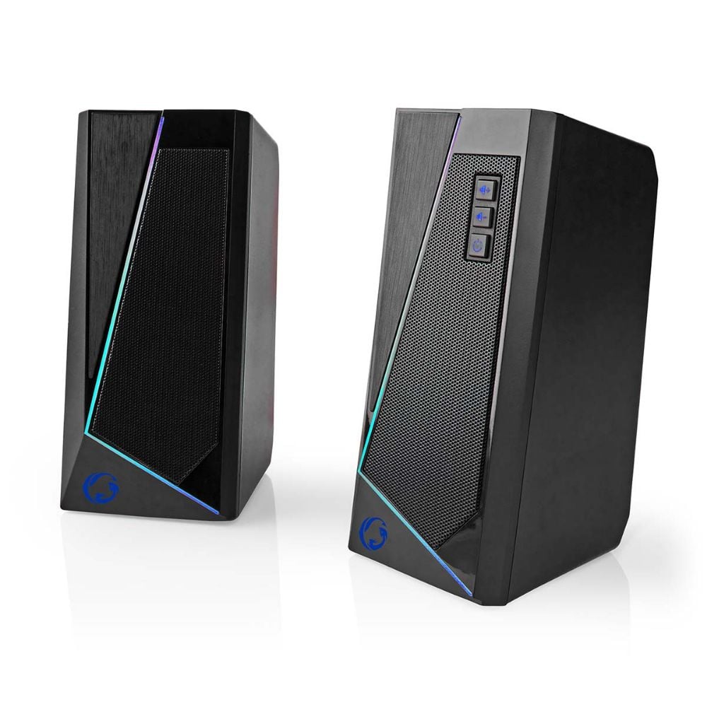 Nedis Computer Speakers 2.0 with RGB Lighting and Power 18W in Black (GSPR31020BK) (NEDGSPR31020BK)