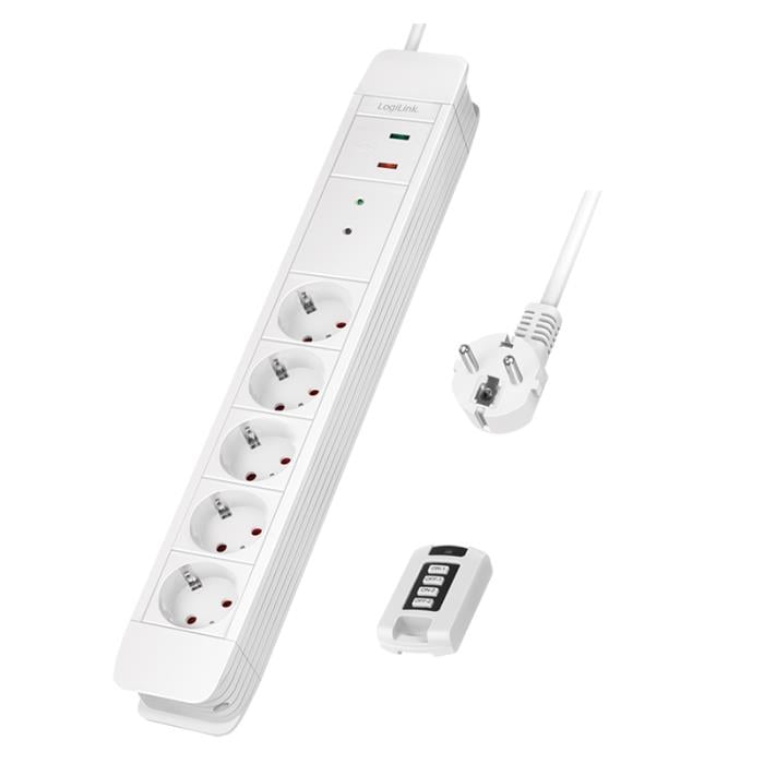 Protection Socket 5xSchuko with Remote Control Logilink LPS402 1.5m