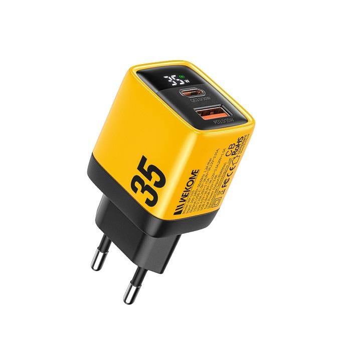 Charger GaN WK 35W PD+QC3.0 Yellow WP-U25