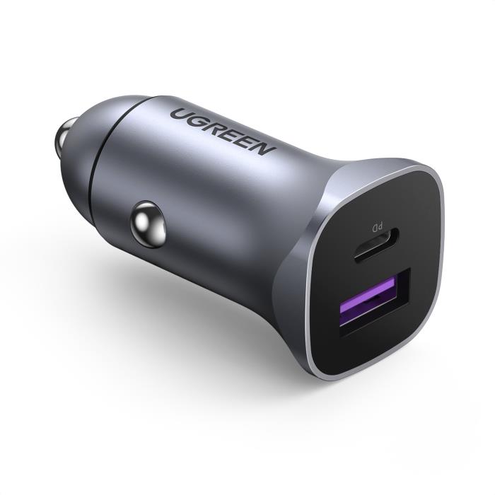 Car Charger UGREEN CD130  30W PD+USB  QC3.0  Silver 40858