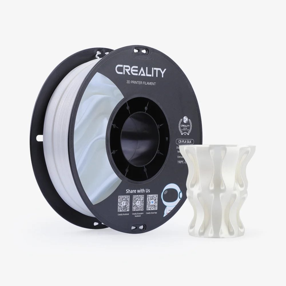 CREALITY CR-PLA Silk White, 3D Printer Filament Glossy, 1 kg Spool, 1.75 mm (3301120004)