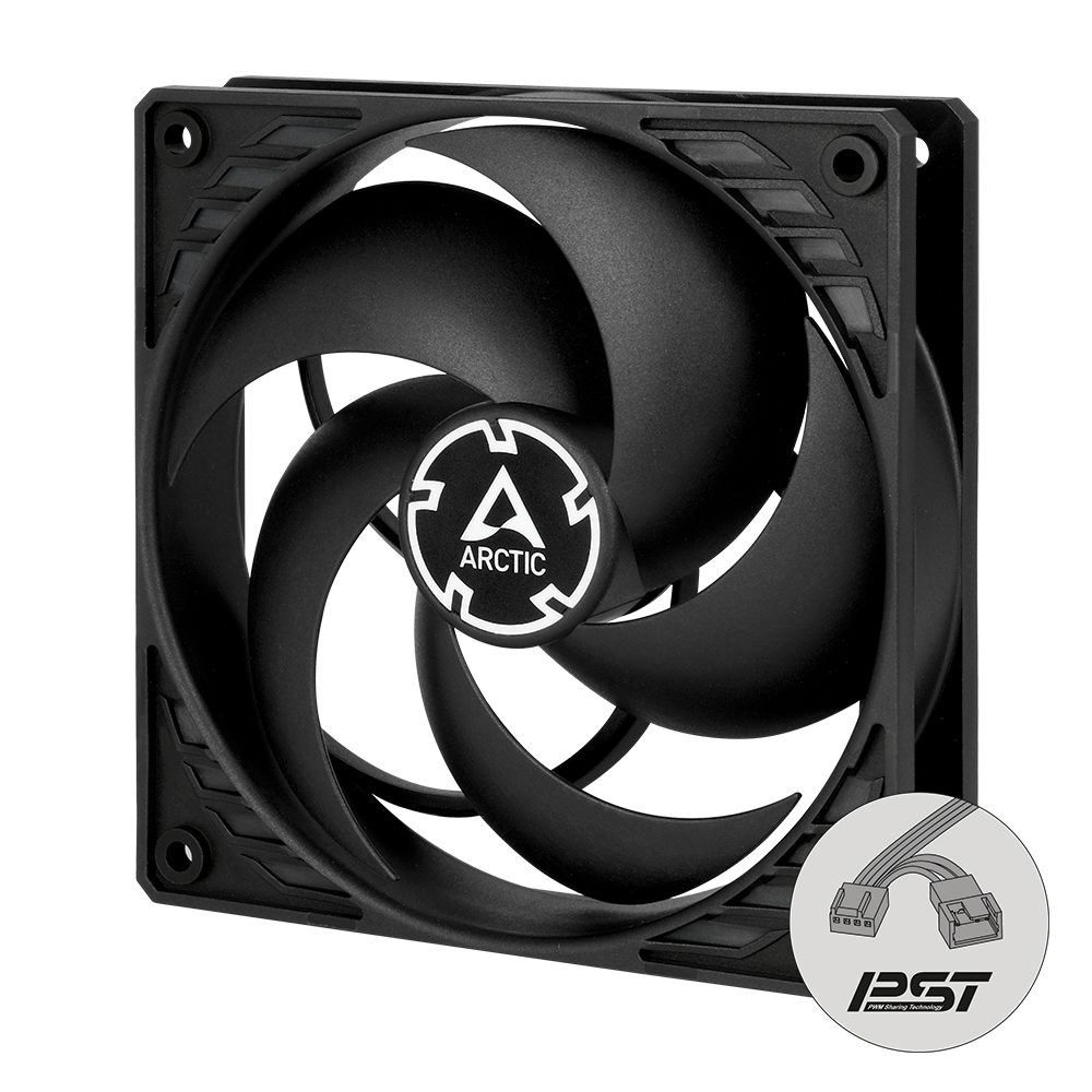 ARCTIC P12 PWM PST CO – 120mm Pressure Optimized Case Fan | PWM Controlled Speed with PST, Dual Ball.