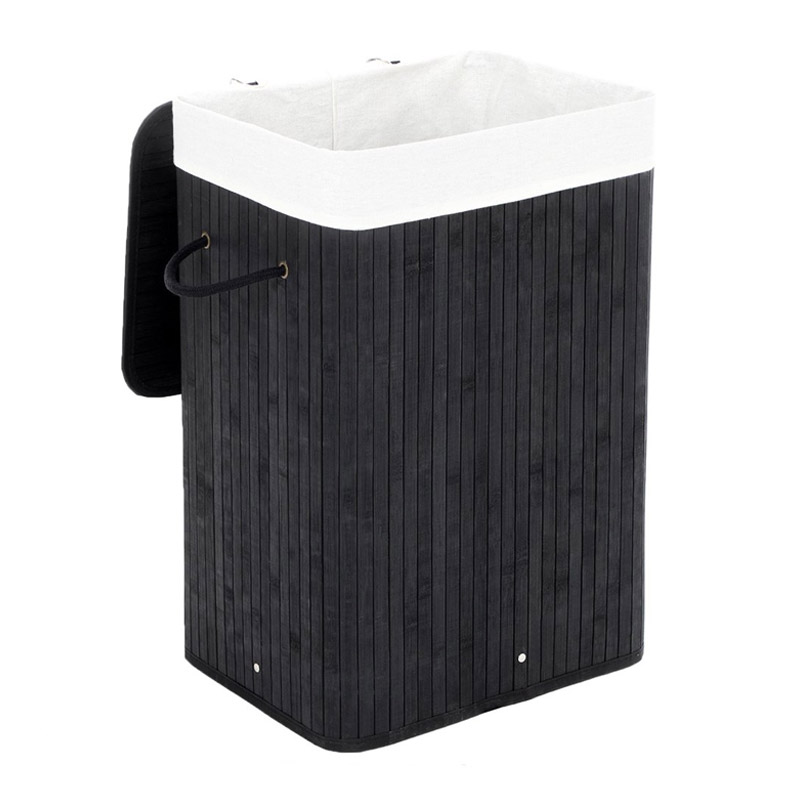 Folding Laundry Basket made of Bamboo XL 72 Lt Color Black Songmics (LCB10B) (SNGLCB10B)