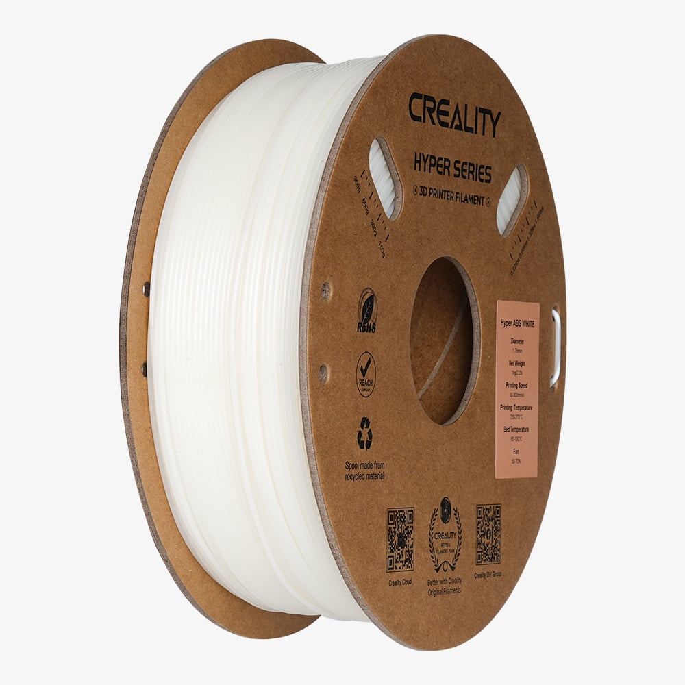 Creality Hyper ABS White 3D Printer Filament, High Speed High Fluidity, 1 kg Spool 1.75