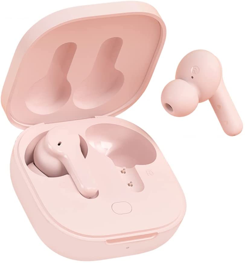 QCY T13 TWS PINK Dual Driver 4-mic Noise Canceling True Wireless Earbuds - Quick Charge 380mAh.