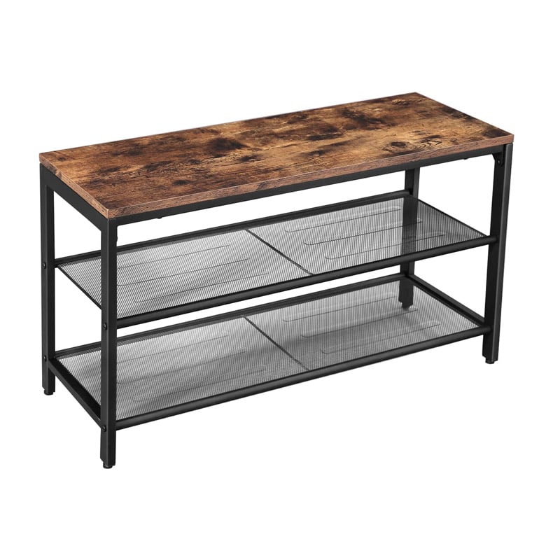 Metal Shoe Rack with 2 Shelves and Bench 80 x 30 x 44.5 cm Vasagle (LBS74X) (VASLBS74X)
