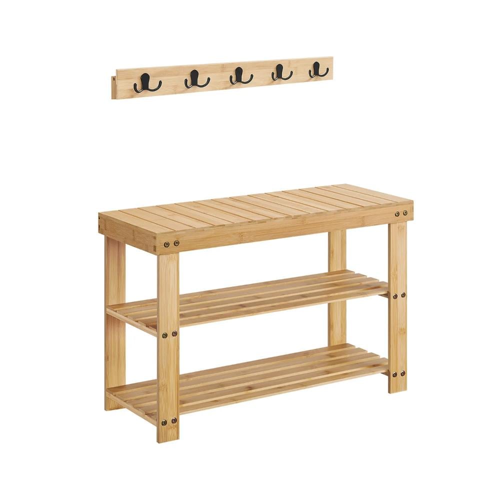 SONGMICS Coat Rack and Shoe Bench Natural Beige (LCR004N01)