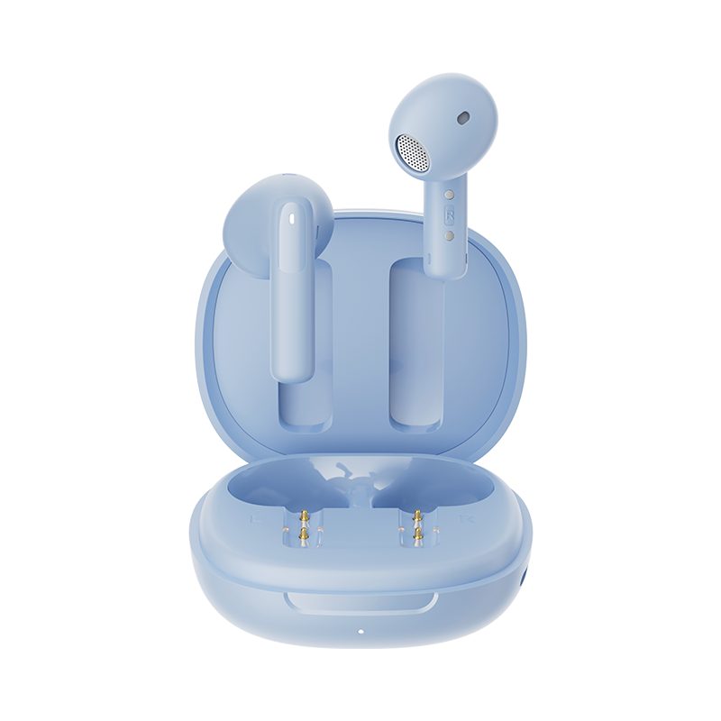 QCY AilyBuds E20 Clear Blue- Hybrid ANC Semi-Ear TWS Earbuds 6 Mics 13mm Driver IPX4 BT5.4 35h
