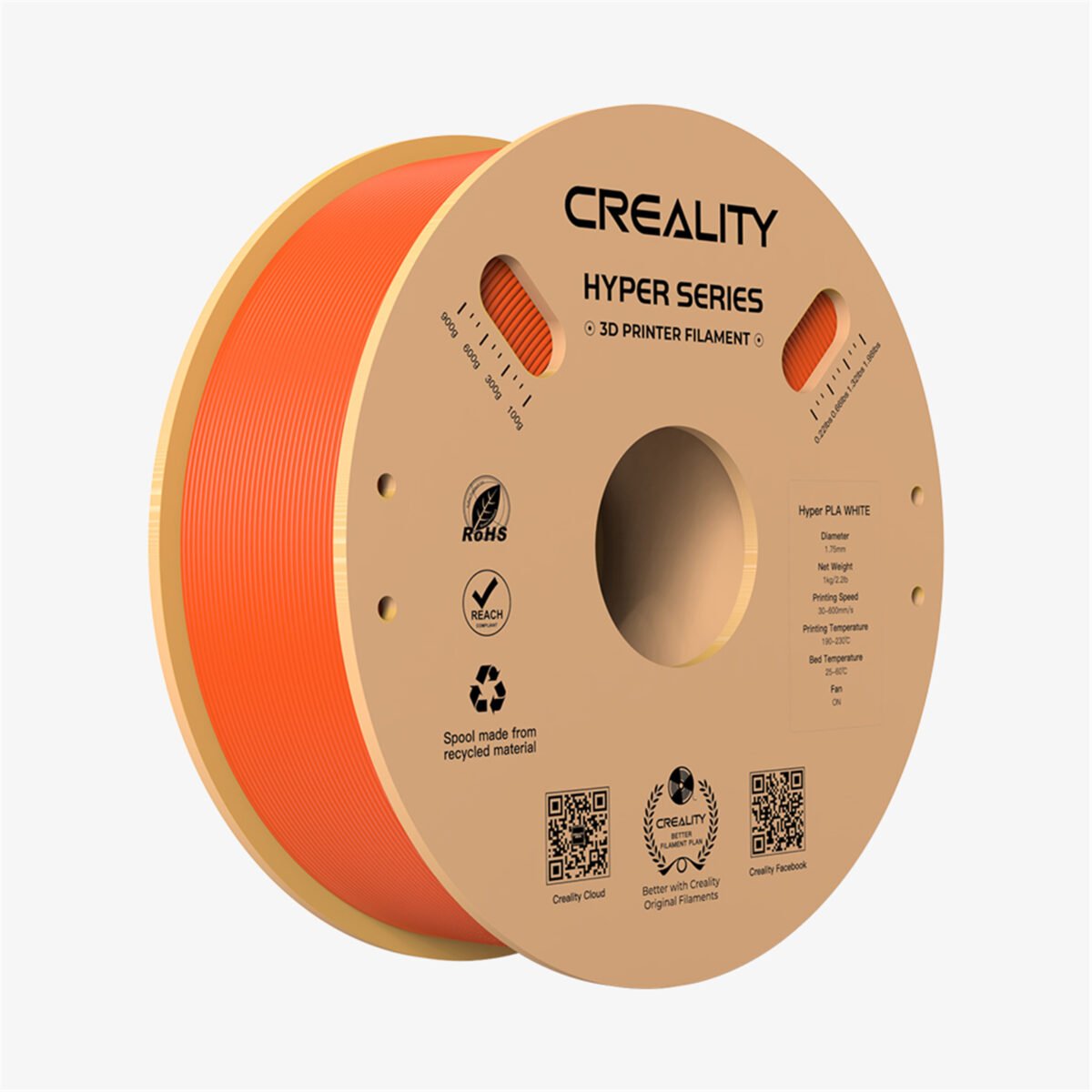 Creality Hyper PLA Orange 3D Printer Filament, High Speed, 1 kg Spool 1.75