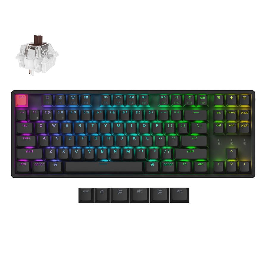 Keychron K8 V2 (K8X-J3) QMK Wireless Mechanical Keyboard Brown Switch HotSwap RGB 80% US Layout Aluminum