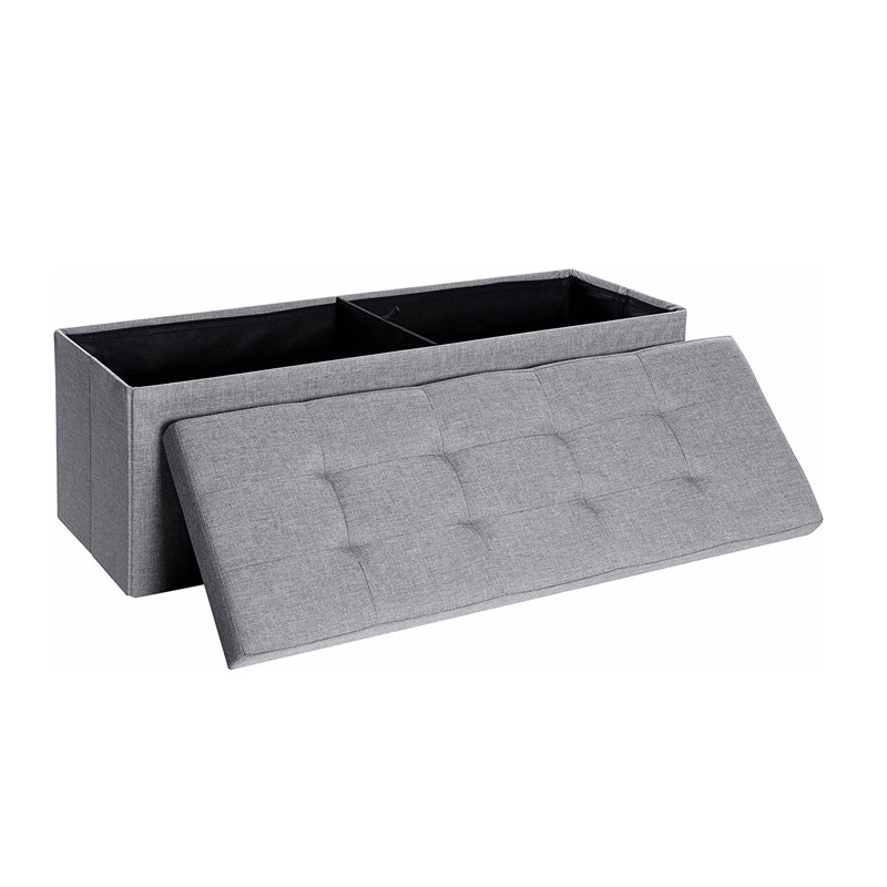 Foldable Storage Ottoman in Grey 110 x 38 x 38 cm Songmics (LSF77G) (SNGLSF77G)