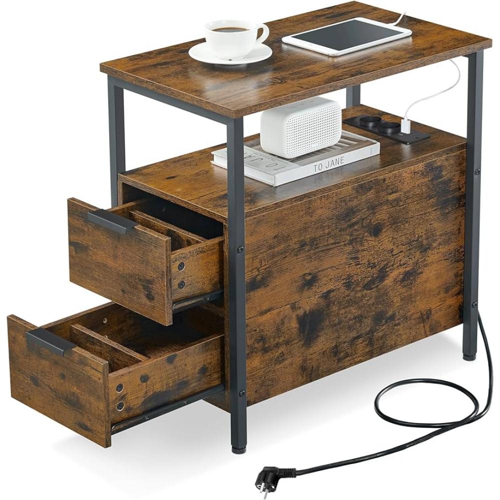 Vasagle Rectangular Side Table Wooden Vintage Brown/Classic Black 60x35x61cm (VASLET325B01) (LET325B01)