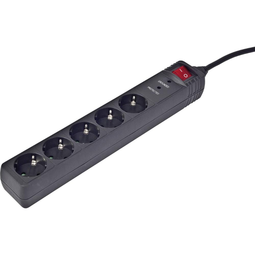 Gembird 5-Socket Surge Protector with Switch and 3m Cable Black (SPG5-C-10) (GEMSPG5-C-10)