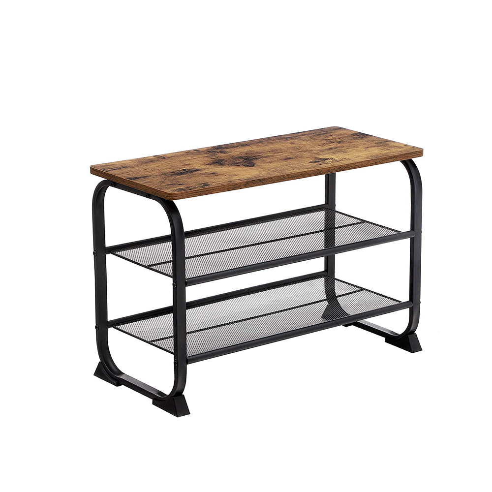 Metal Shoe Rack with 2 Shelves and Bench 66 x 30 x 45 cm Vasagle (LMR32BXV1) (VASLMR32BXV1)
