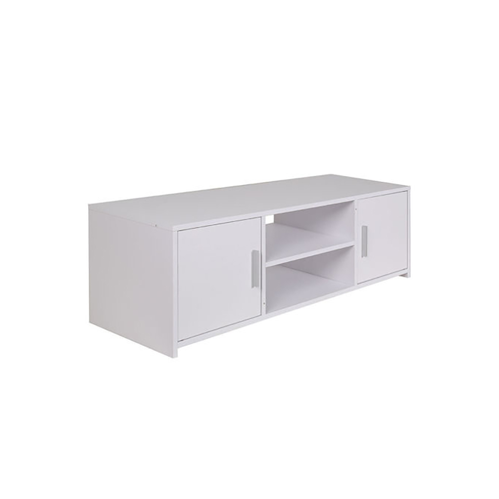 Bakaji Wooden TV Cabinet with Modern Design, Shelves and Doors, White (2838557) (BAK2838557)