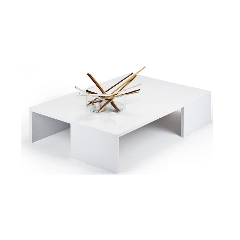 Bakaji Rectangular Low Coffee Table in Modern Design Wood White (2813540) (BAK2813540)