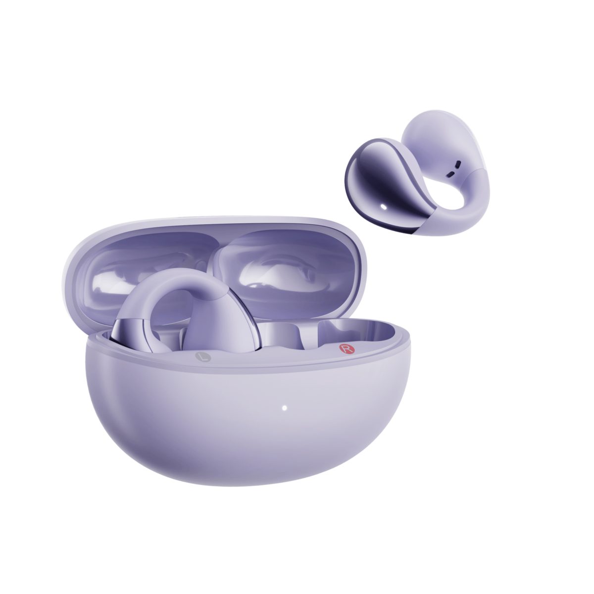 QCY Crossky C30 Purple (QT33) Open Ear TPU Earclip, Bass Enhance Algo. BT 5.4 Dual Connection Earbud.