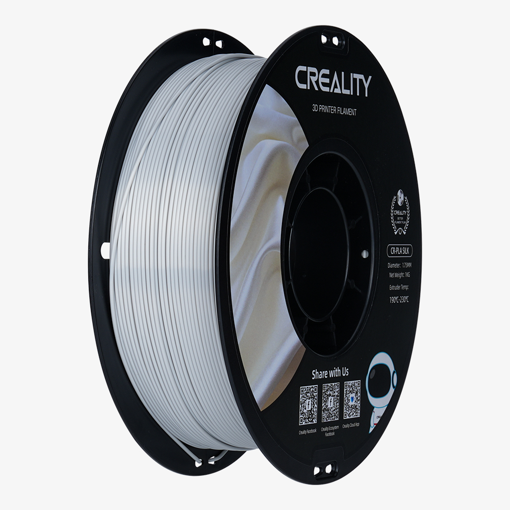 CREALITY CR-PLA Silk Silver, 3D Printer Filament Glossy, 1 kg Spool, 1.75 mm (3301120007)