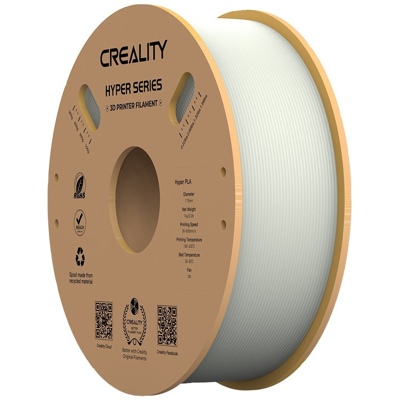 Creality Hyper PLA white 3D Printer Filament, High Speed, 1 kg Spool 1.75