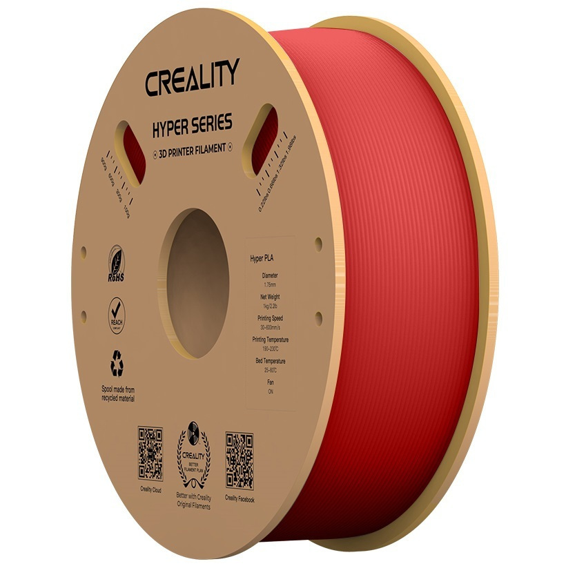 Creality Hyper PLA Red 3D Printer Filament, High Speed, 1 kg Spool 1.75
