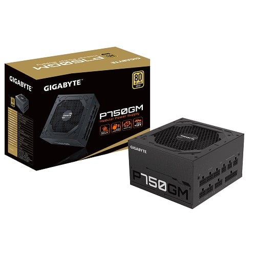 GIGABYTE Power Supply 750W Fully Modular 80+ Plus GOLD Main Japanese Capacitors