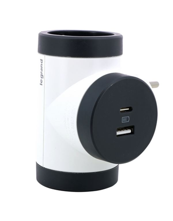 Legrand SurgeArrest 2 Outlets  White/Black  Rotating