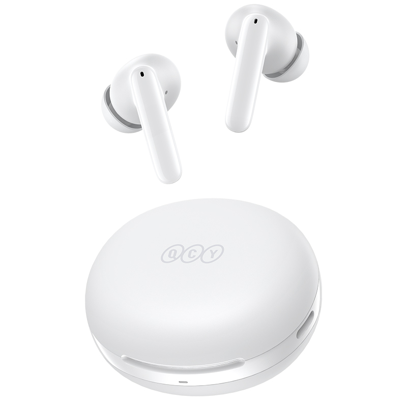 QCY T13 ANC 2 White - TWS 28dB Active Noise Canceling 10mm Drivers, BT 5.3 30 Hours True Wireless