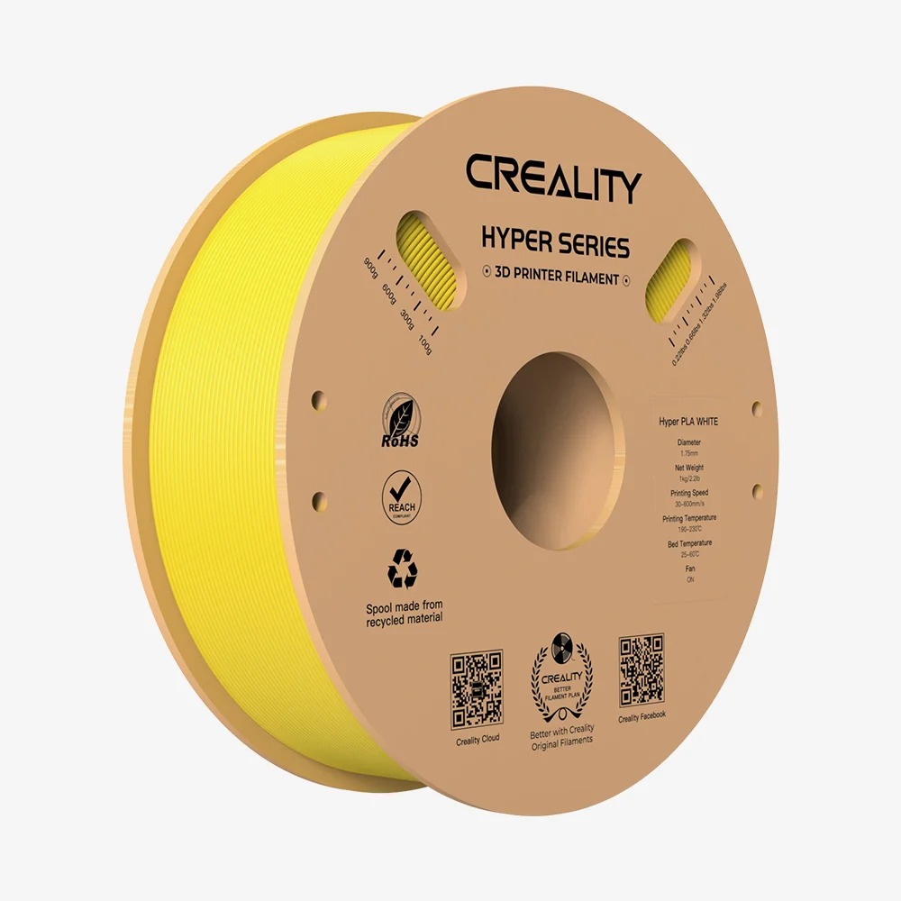 Creality Hyper PLA Yellow 3D Printer Filament, High Speed, 1 kg Spool 1.75