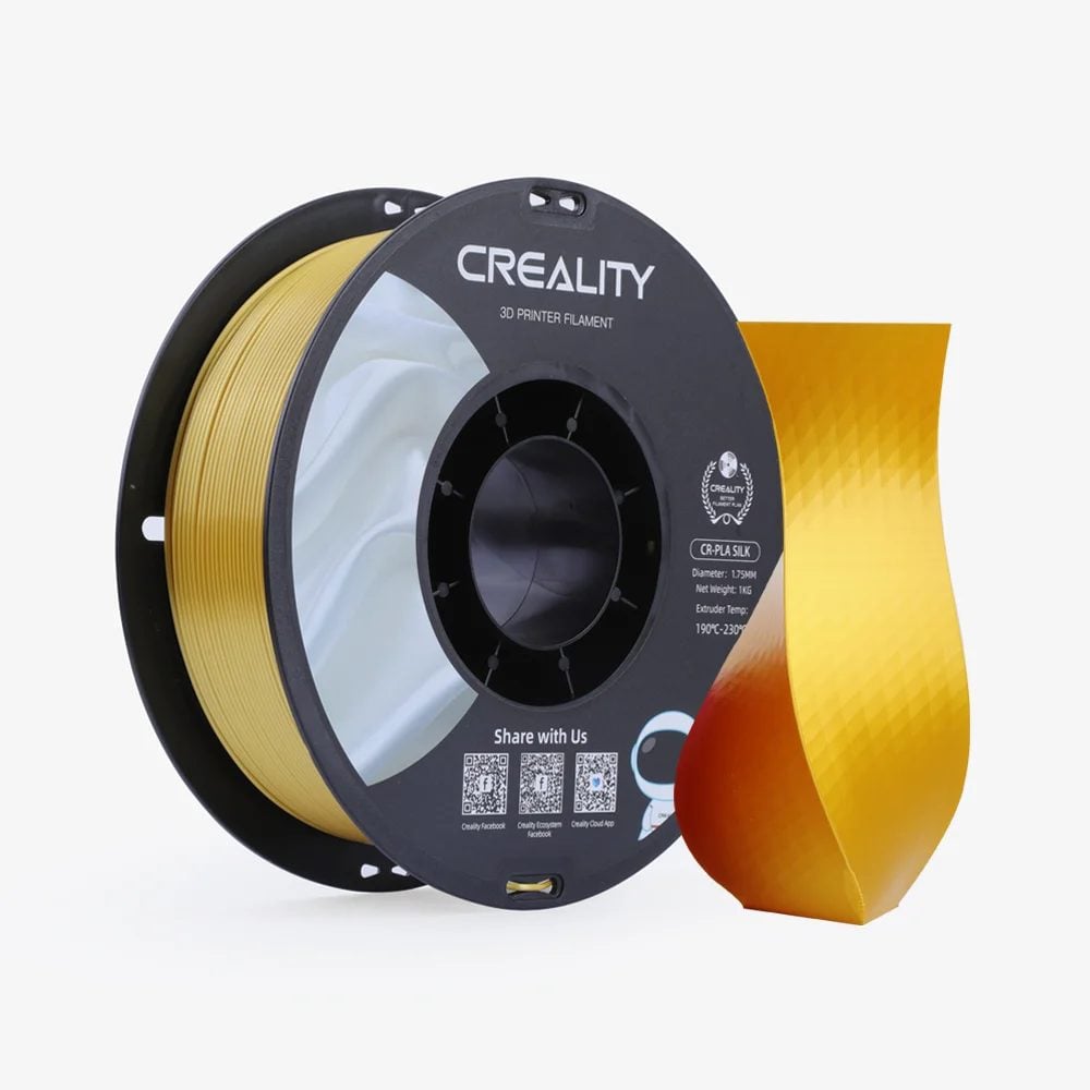 CREALITY CR-PLA Silk Golden, 3D Printer Filament Glossy, 1 kg Spool, 1.75 mm (3301120001)