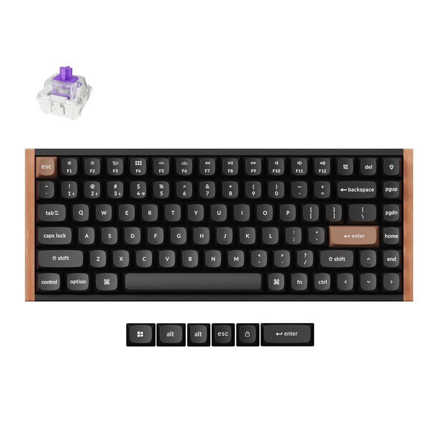 Keychron K2 HE (K2H-F1) Wireless Magnetic Hall Effect RGB Keyboard 75% US Layout. Special Wood Edition.