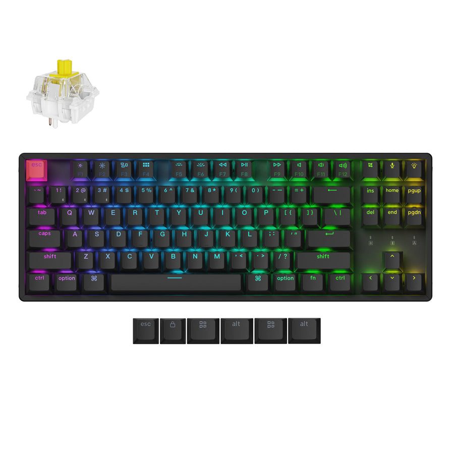 Keychron K8 V2 (K8X-J4) QMK Wireless Mechanical Keyboard Banana Switch HotSwap RGB 80% US Layout Aluminum