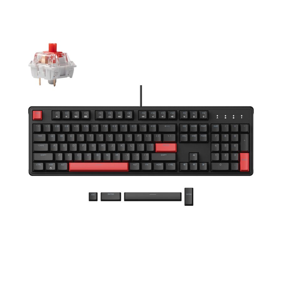 Lemokey X3 (X3-A1) QMK/VIA Wired Mechanical Full Keyboard 100% Red Switch US Layout