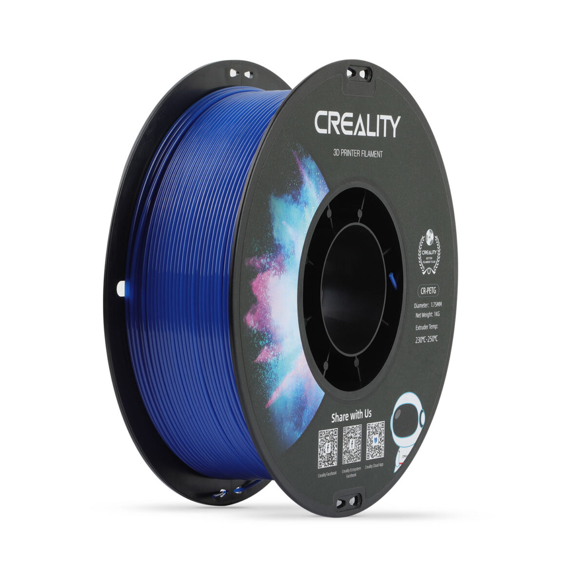 Creality CR-PETG Blue 3D Printer Filament, Hard Glossy, Tensile Strength 49MPA, 1 kg Spool 1.75mm