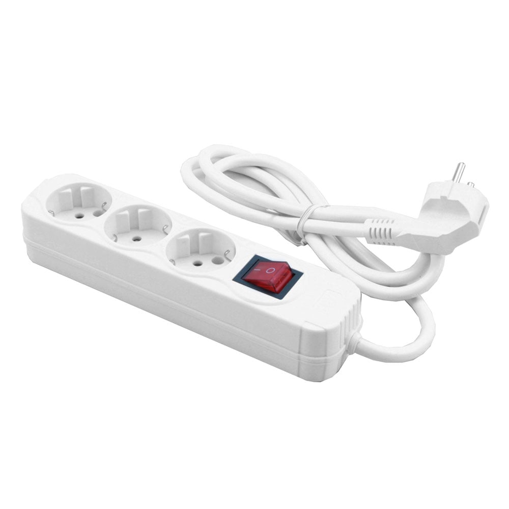 MediaRange 3-Socket Schuko Power Strip 1.4M White with Switch (MRCS205)