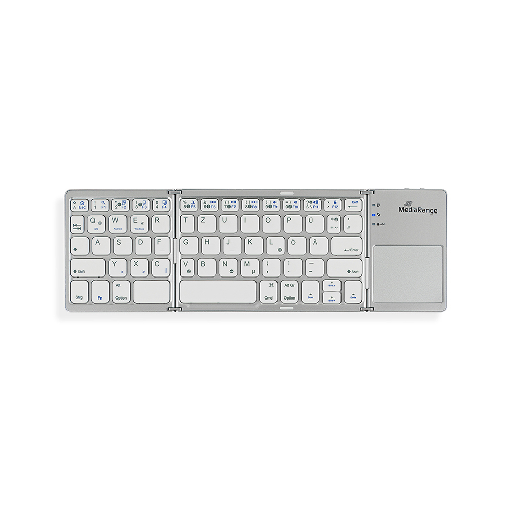 MediaRange Foldable and Rechargeable Bluetooth Keyboard 64 Keys with Touchpad Silver (MROS133-GR)