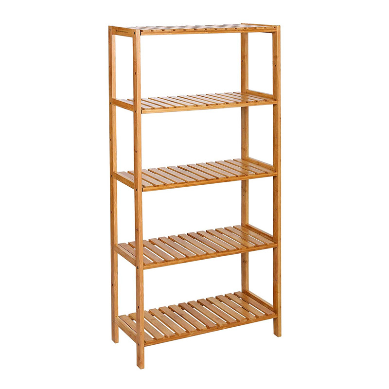 Bamboo Bathroom Shelf with 5 Adjustable Shelves 130 x 60 x 26 cm Songmics (BCB35Y) (SNGBCB35Y)