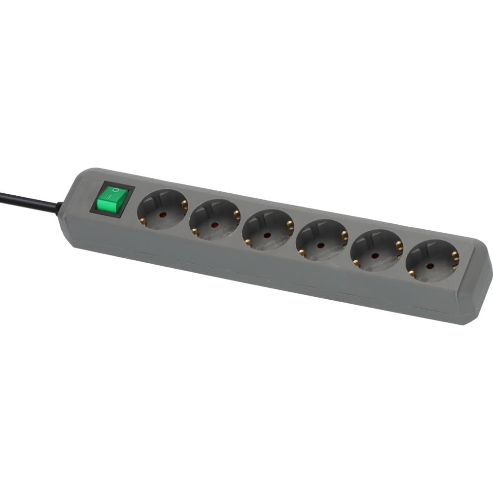 Brennenstuhl Eco-Line 6-Way Power Strip with Switch and 1.5m Cable/ H05VV-F/ 3G1.5 Silver Grey (1159540015) (BNN1159540015)