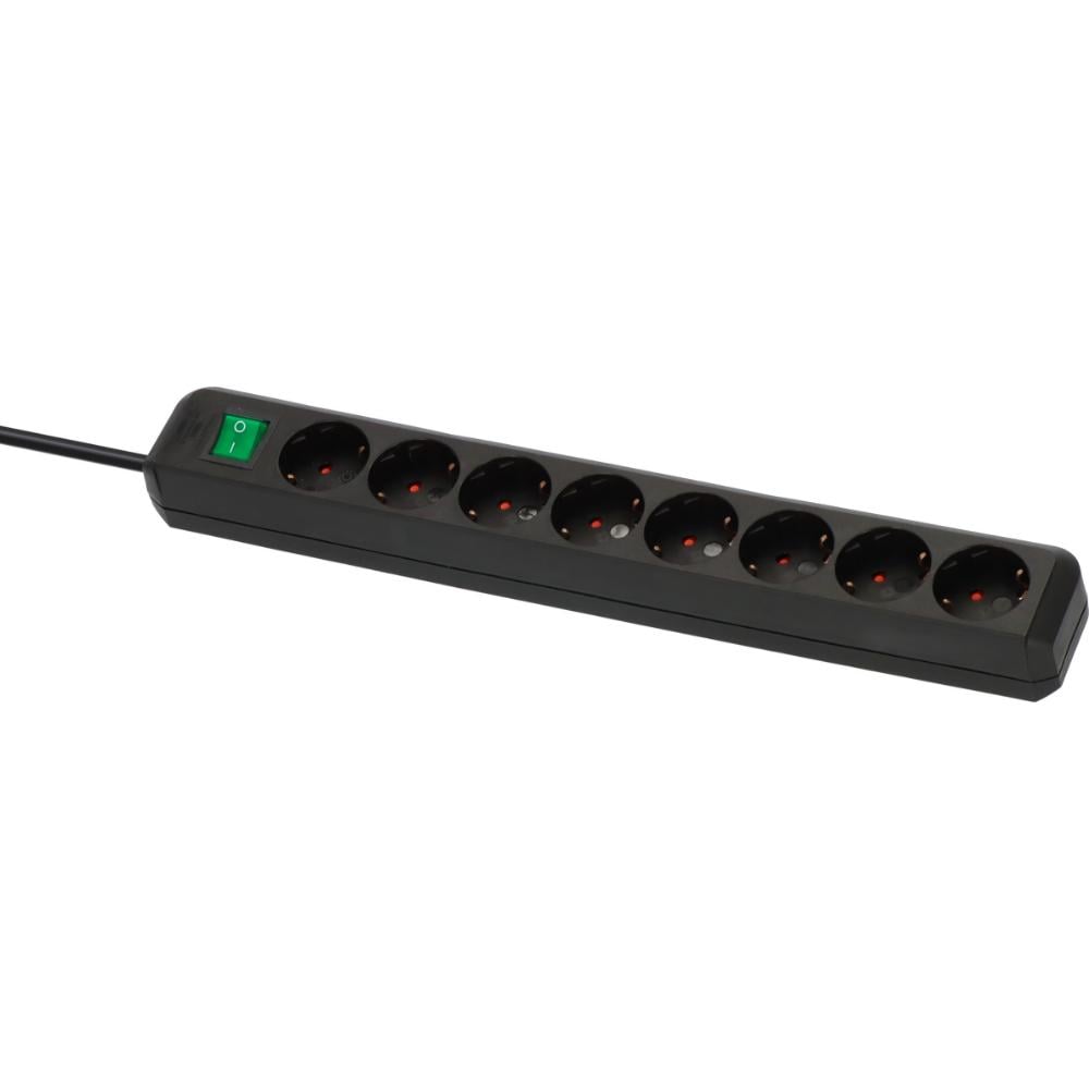 Brennenstuhl Eco-Line 8-Socket Power Strip with Switch and 3m Cable/ H05VV-F/ 3G1.5 Black (1159300018) (BNN1159300018)