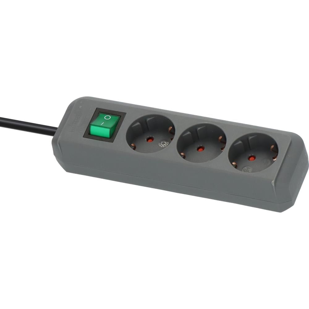 Brennenstuhl Eco-Line 3-Way Safety Power Strip with Switch and 1.5m Cable/ H05VV-F/ 3G1.5 Silver Grey (1152340015) (BNN1152340015)