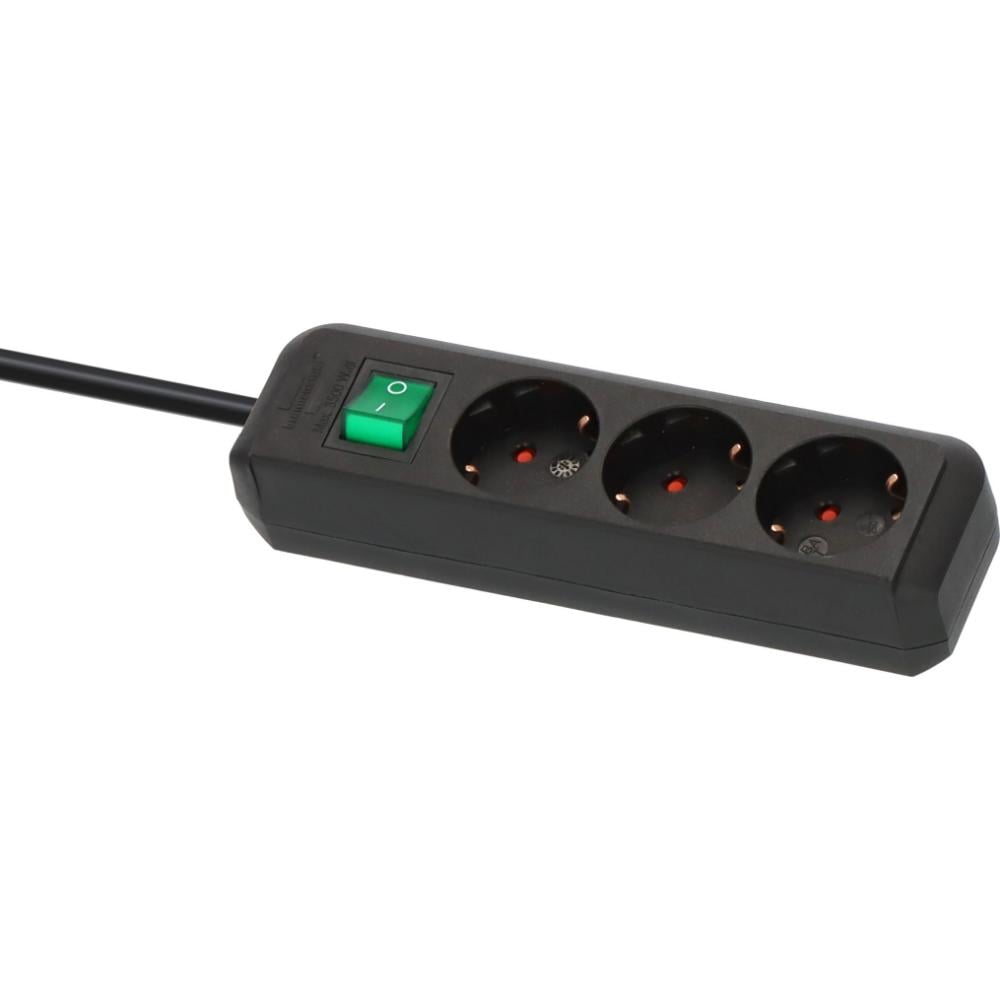 Brennenstuhl Eco-Line 3-Way Safety Power Strip with Switch and 1.5m Cable/ H05VV-F/ 3G1.5 Black (1152300015) (BNN1152300015)