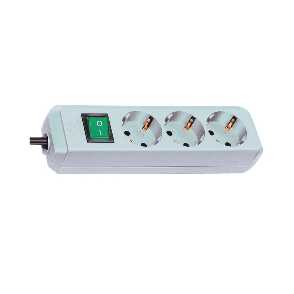Brennenstuhl Eco-Line 3-Socket Power Strip with Switch and 1.5m Cable/ H05VV-F/ 3G1.5 Light Grey (1152350015) (BNN1152350015)