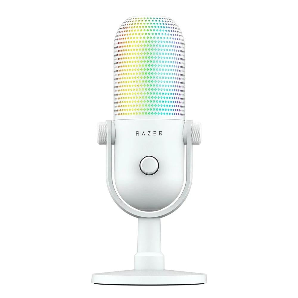 Razer Seiren V3 Chroma White RGB USB Condenser Microphone Gain Limiter Built-in Shock Absorb (RZ19-05060200-R3M1)