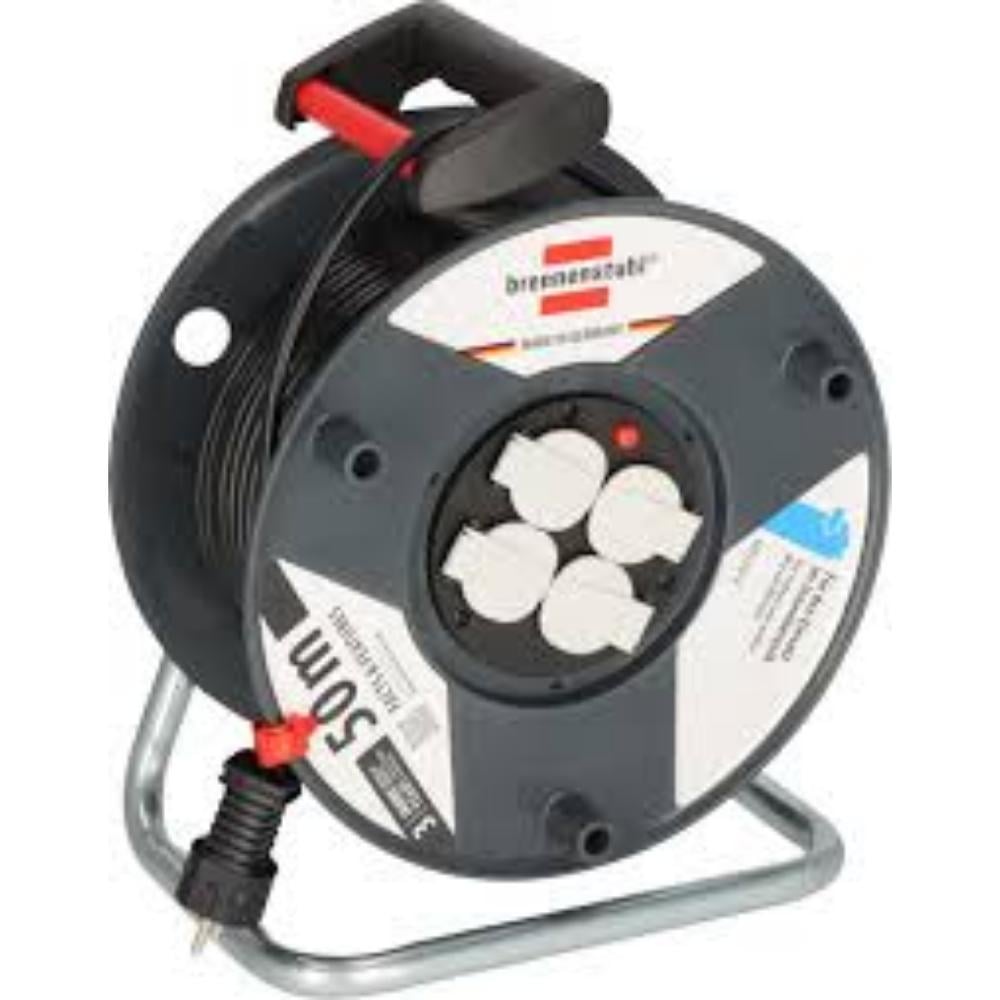 Brennenstuhl Garant 4-Socket Extension Reel with 50m Cable/ H05VV-F/ 3G1.5 Black (1205066) (BNN1205066)