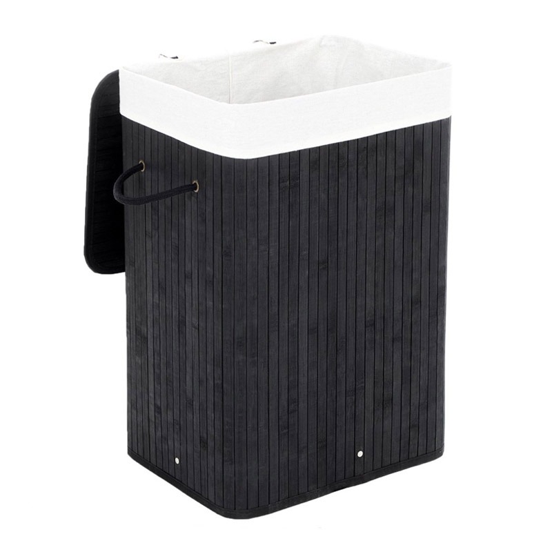 Songmics XL 72 Lt Black Bamboo Foldable Laundry Basket (LCB10B) (SNGLCB10B)
