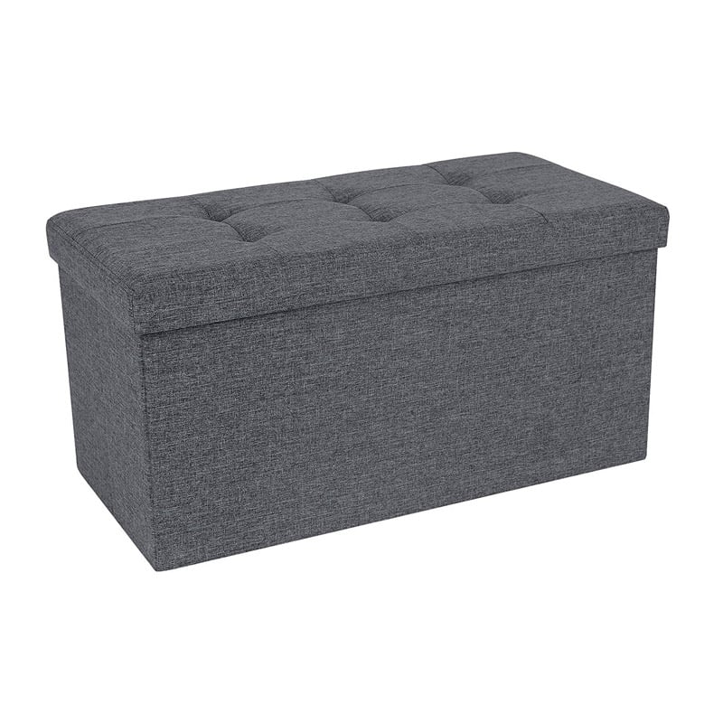 Folding Ottoman with Storage Space 76 x 38 x 38 cm Dark Grey Songmics (LSF47K) (SNGLSF47K)